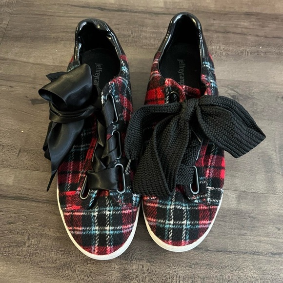 JEFFERY CAMPBELL PLAID RED SNEAKERS WITH BOW LACE UP - Picture 5 of 5